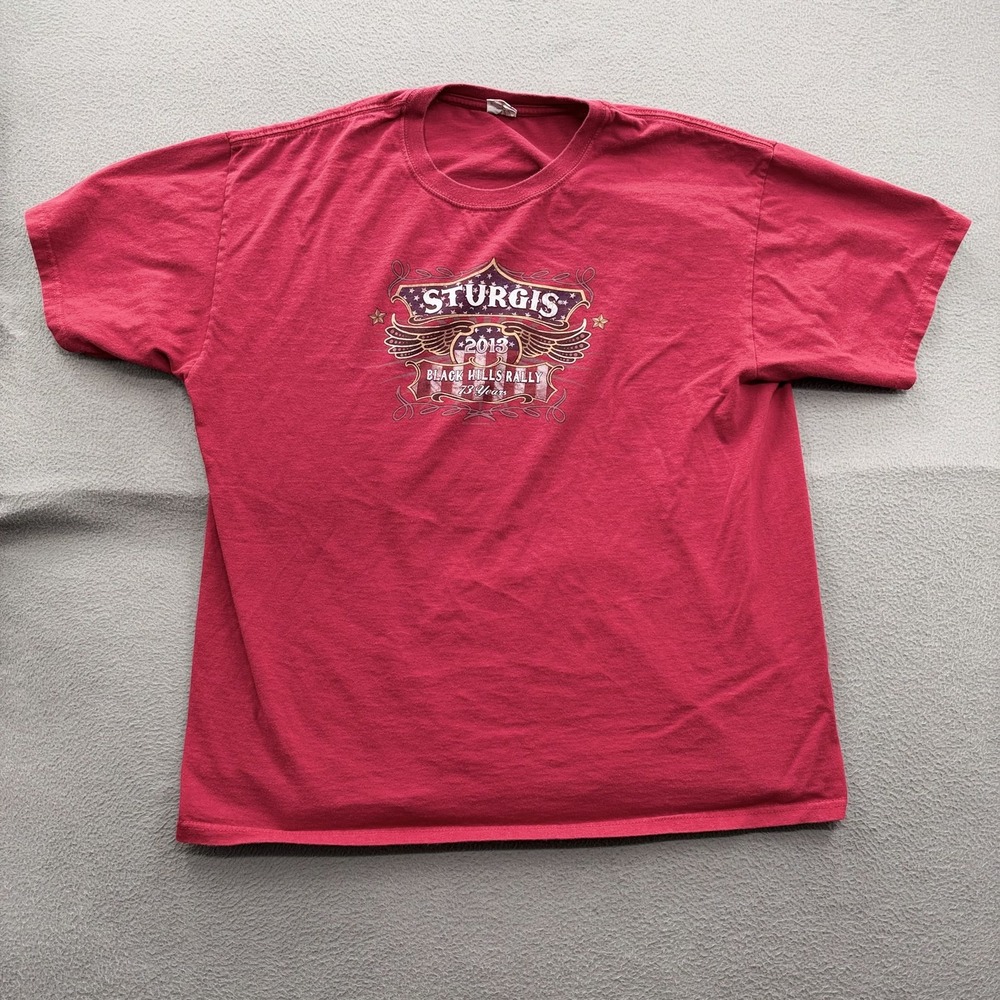Anvil Shirt Mens XL Red Sturgis 2013 Black Hills Rally Double Sided Tee